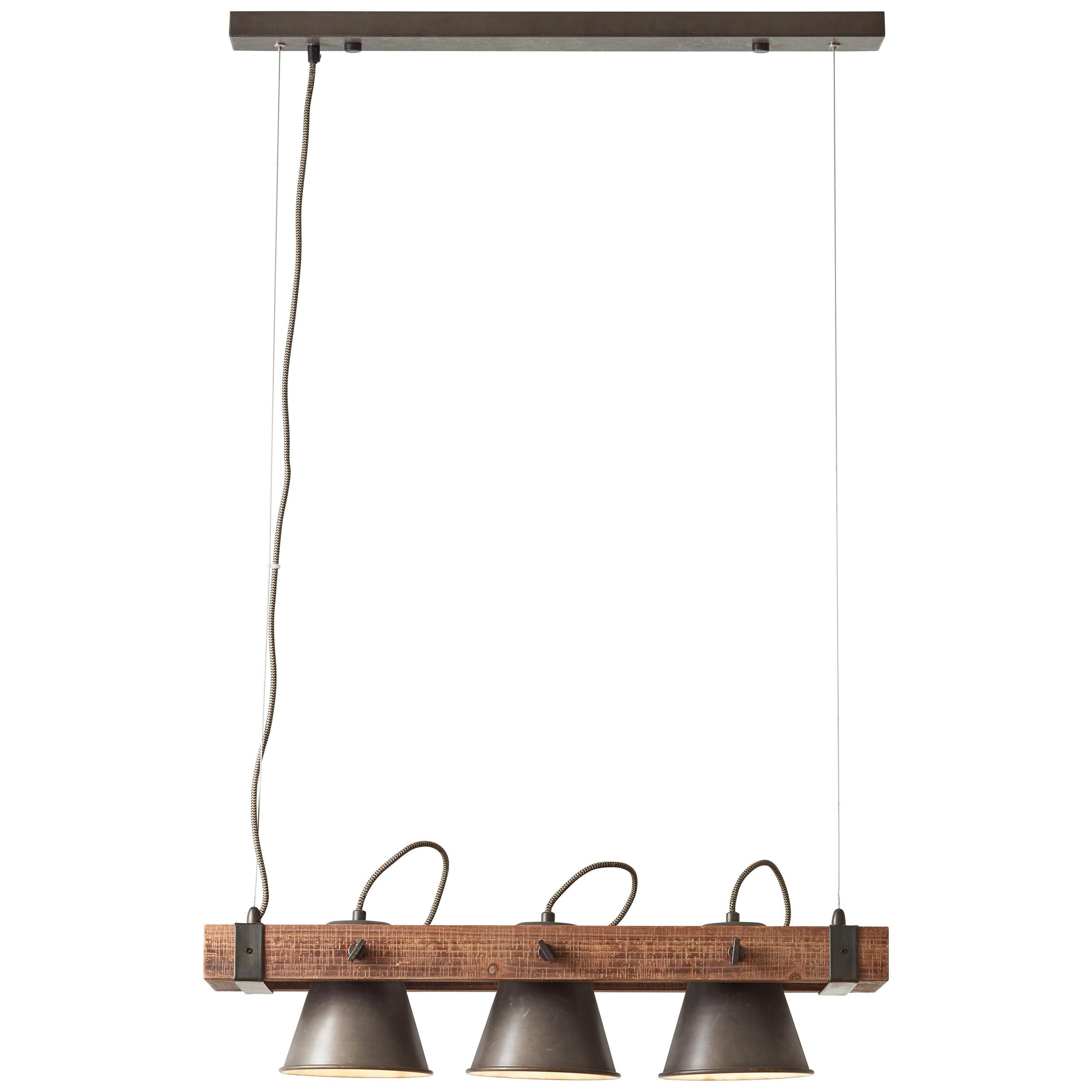 Hängeleuchte Plow H: 115 cm 3-Flammig, drehbar - Schwarz, Design, Holz/Metall (70/115cm) - Brilliant