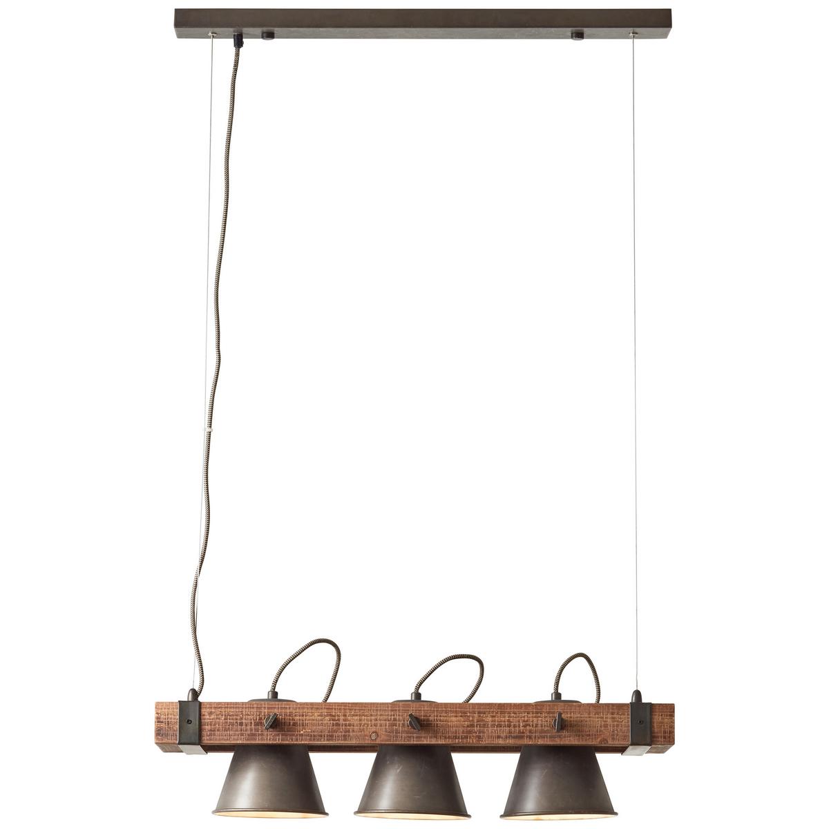 Hängeleuchte Plow H: 115 Cm 3-Flammig, Drehbar - Schwarz, Design, Holz/Metall (70/115cm) - Brilliant