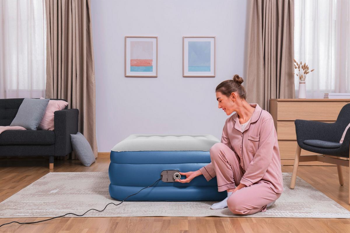 Luftbett Kerstin 191x97x46 cm Bis 300kg, inkl. Pumpe - Blau/Dunkelgrau, KONVENTIONELL, Kunststoff/Metall (191/97/46cm) - Bestway