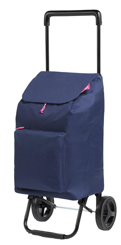 Einkaufstrolley Argo Schwarz/ Dunkelblau, Tasche Abnehmbar - Schwarz/Dunkelblau, Textil/Metall (37/95/33cm)