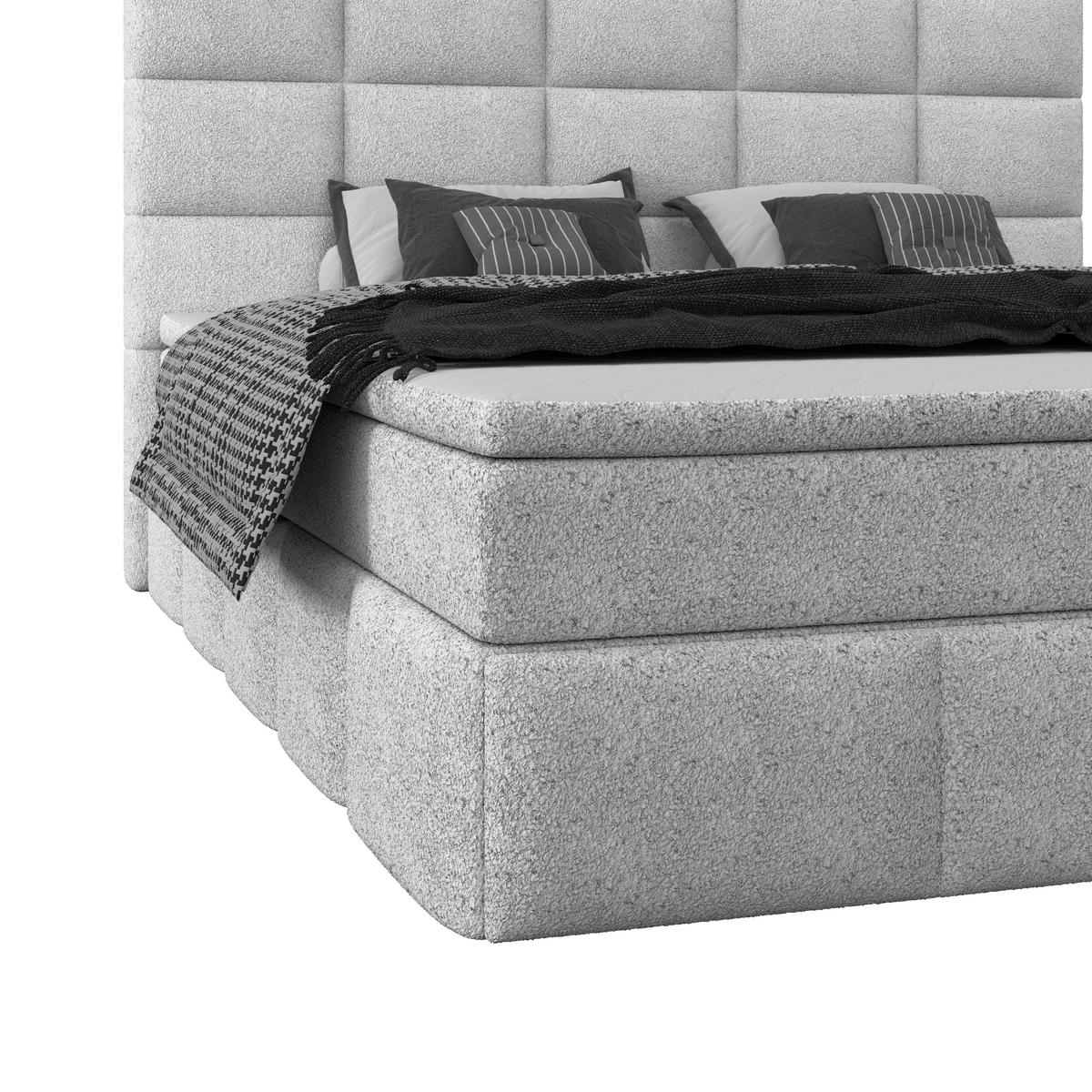 Polsterbett Alba Boucle Grau, 160x200 cm - Schwarz/Grau, Trend, Textil (160/200cm)