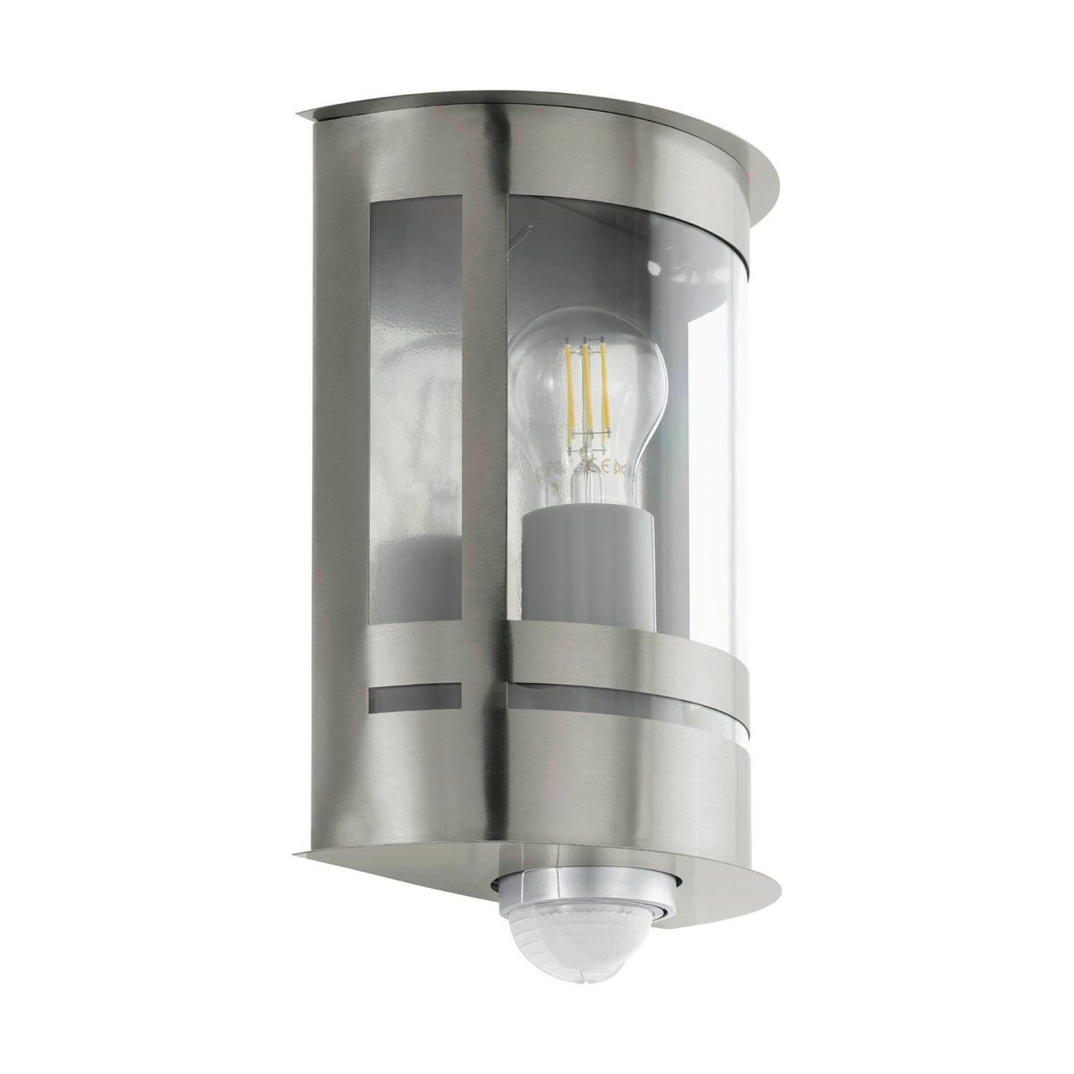 Außenwandleuchte Tribano 60w Metall Kunststoff, Wandmontage - Edelstahlfarben/Transparent, KONVENTIONELL, Kunststoff/Metall (20/26/10cm) - Eglo