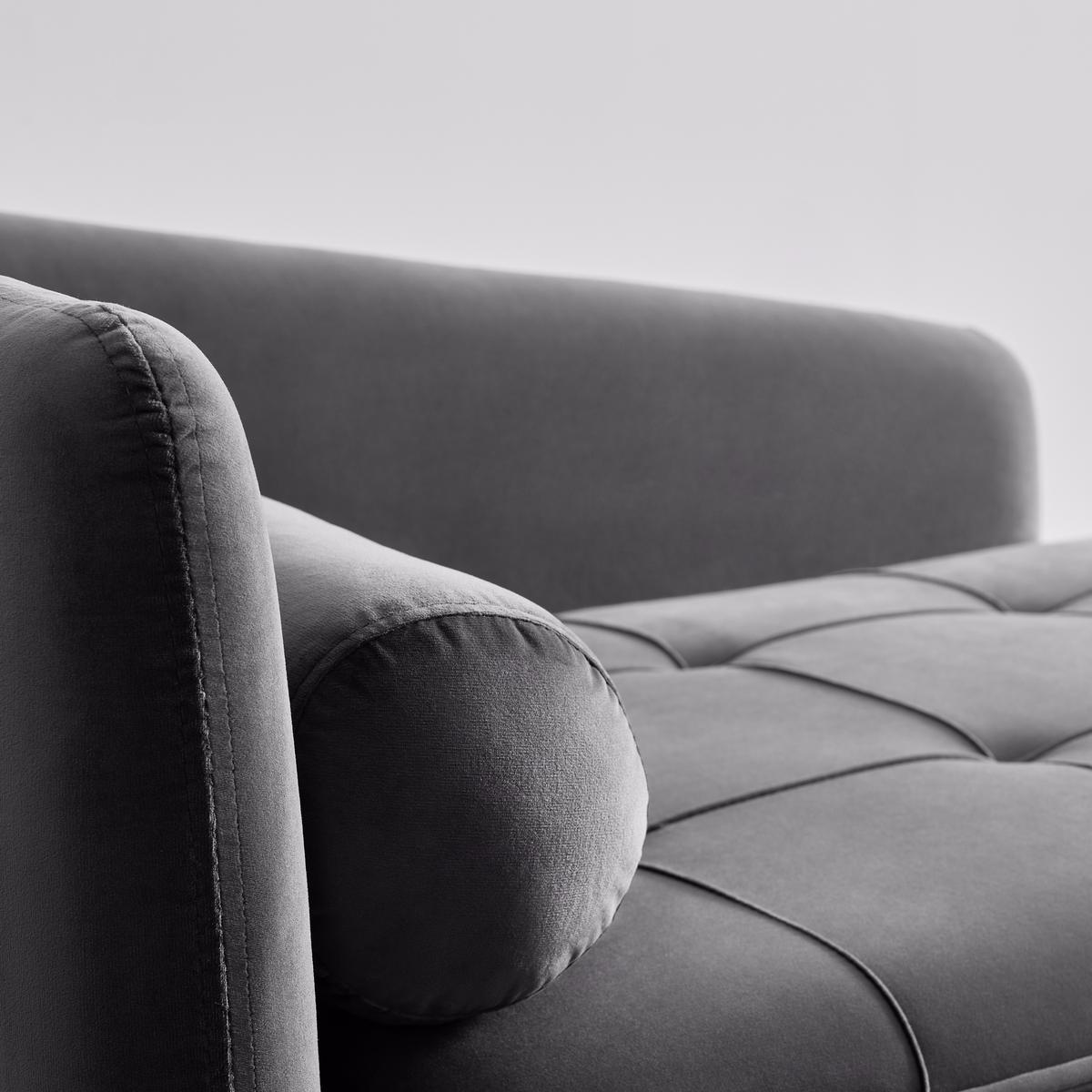 Stylová pohovka Emilia, sametový potah, šedá - šedá/černá, Moderní, kov/dřevo (75/73/162cm) - Bessagi Home