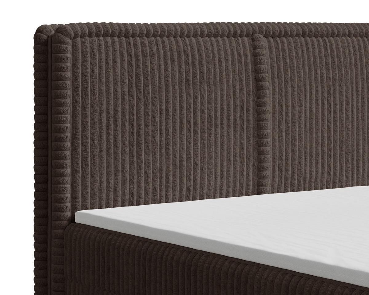 Boxbett Barcelona mit Topper 140x200 - Schwarz/Braun, MODERN, Holz/Kunststoff (140/200cm) - Livetastic