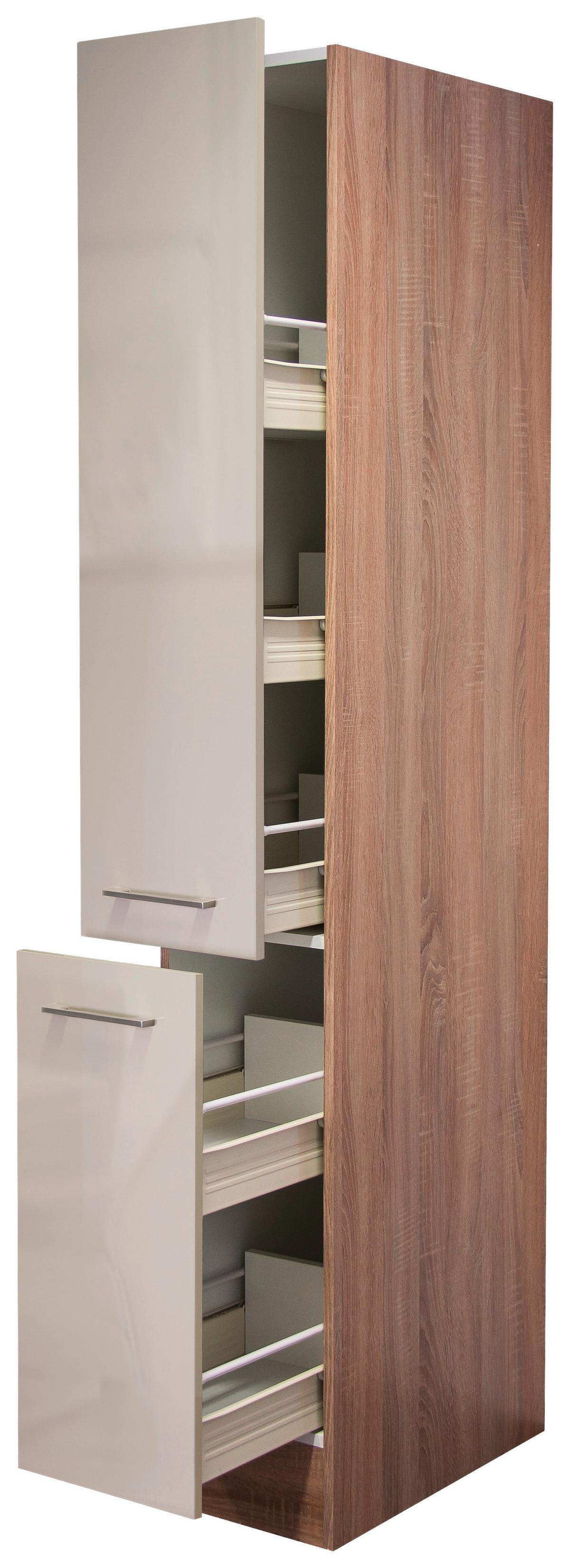 Apothekerschrank Nepal B: 30cm Kaschmir/Eiche Dekor 2 Auszüge - Kaschmir/Sonoma Eiche, MODERN, Holzwerkstoff (30/200/57cm) - FlexWell