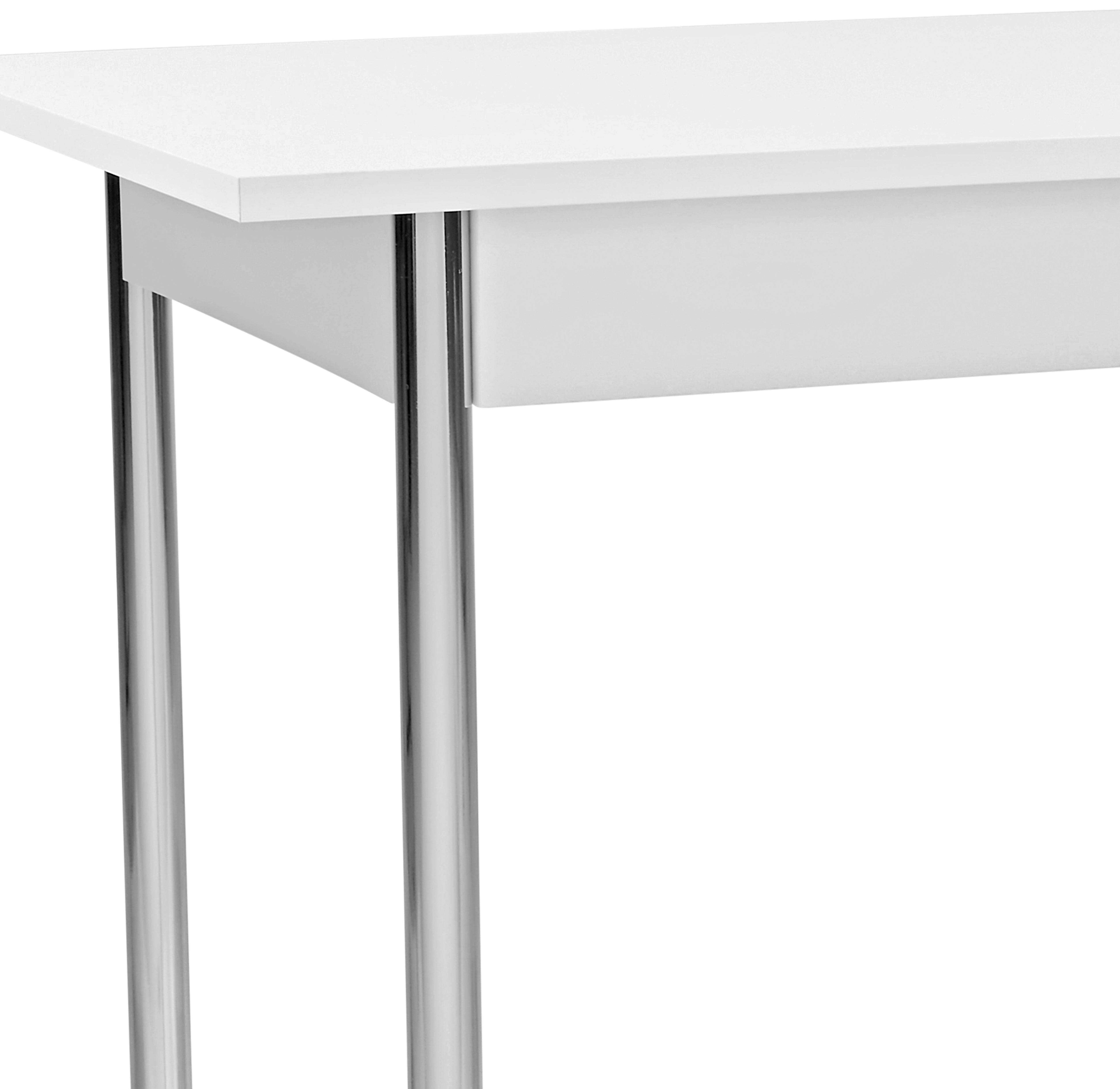 Esstisch Köln 75x55 cm Weiß/Chrom - Chromfarben/Weiß, MODERN, Holzwerkstoff/Metall (75/72/55cm)