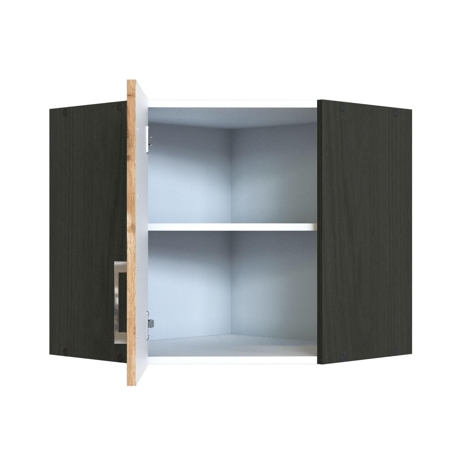 Eckoberschrank B: 60 cm Eiche Dekor 1 Drehtür - Anthrazit/Eiche Wotan, MODERN, Holzwerkstoff (60/57/60cm) - Held