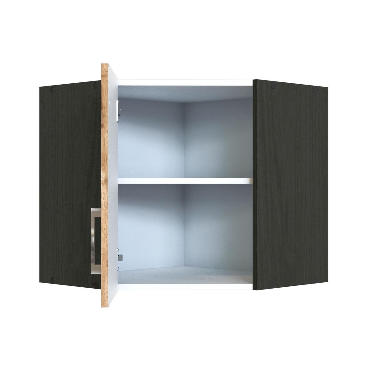 Eckoberschrank B: 60 cm Eiche Dekor 1 Drehtür - Anthrazit/Eiche Wotan, MODERN, Holzwerkstoff (60/57/60cm) - Held