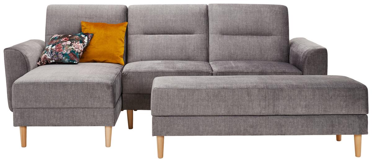 Hocker Freda Mit Stauraum Velours Grau H: 48 Cm - Naturfarben/Grau, MODERN, Textil (135/48/57cm) - Max Winzer