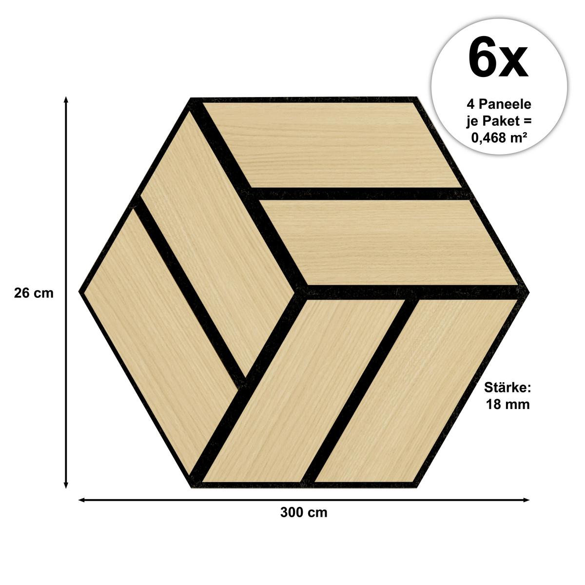 Akustikpaneel Sonido Single Hexagon - Hellbraun/Eichefarben, Basics, Holzwerkstoff/Kunststoff (30/26/1.8cm) - Novel
