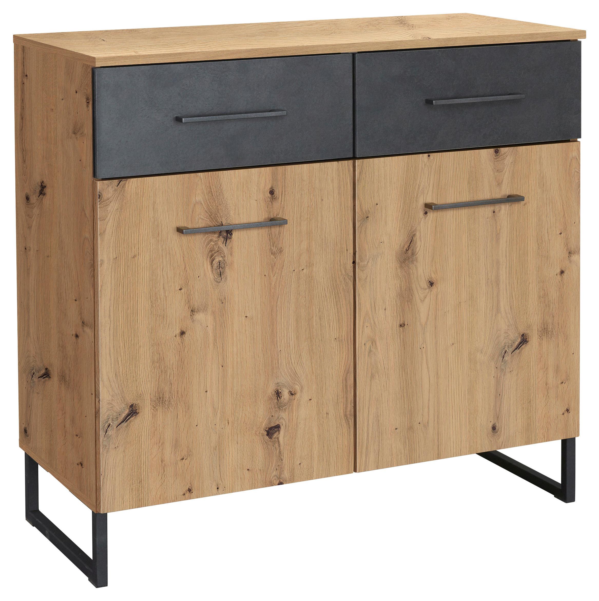 Kommode Tampa Anthrazit/ Graphit/Eiche Dekor B: 93 cm - Anthrazit/Graphitfarben, KONVENTIONELL, Holzwerkstoff (93/92/44cm) - Rauch Möbel