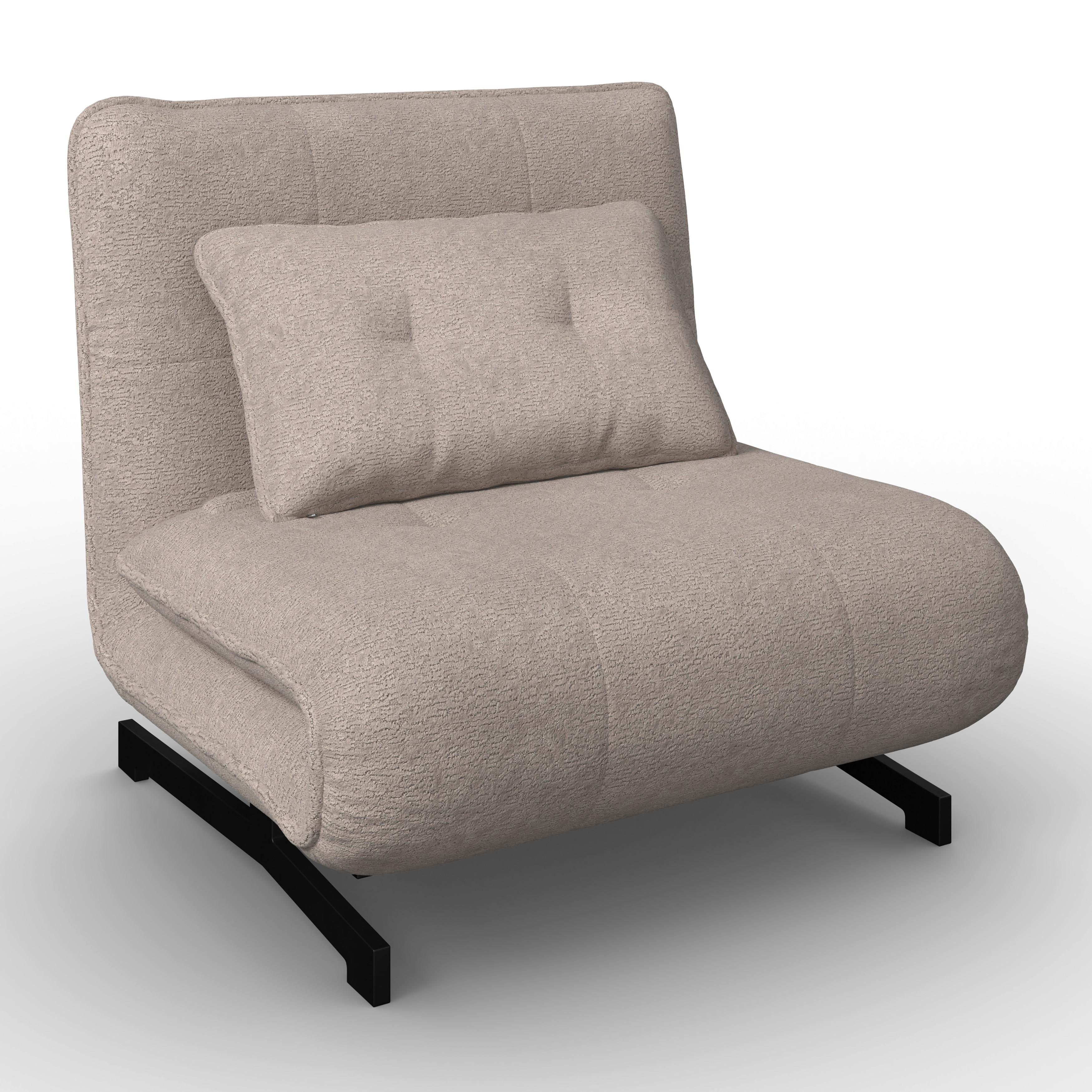 Rozkladacie kreslo LUNA, béžové buklé, max.120 kg - čierna/béžová, Modern, kov/textil (92/40/66cm) - Bessagi Home