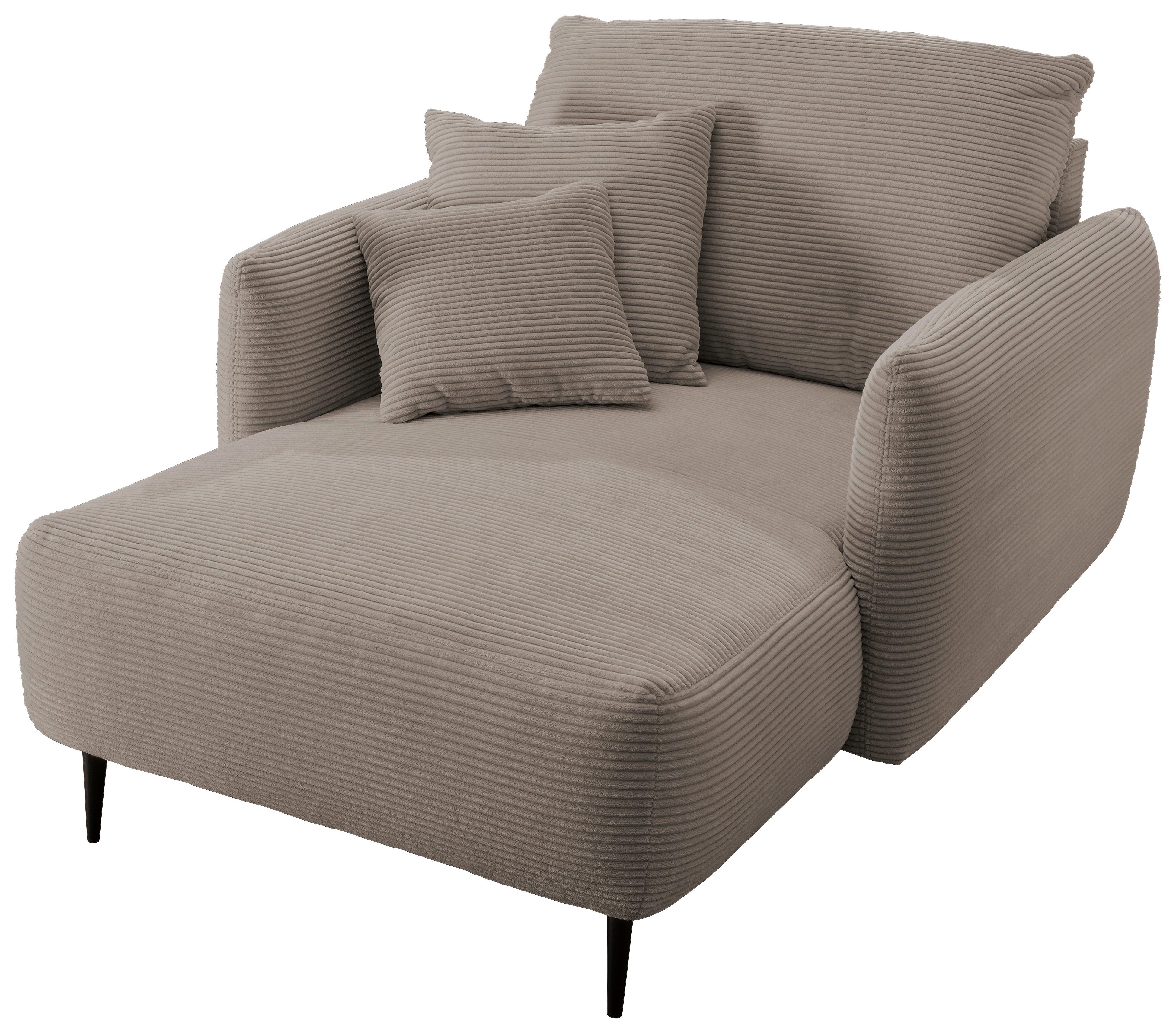 XXL-Sessel Vanilla, Graubraun B: 112 cm - Graubraun/Schwarz, Design, Textil (112/95/158cm) - Livetastic