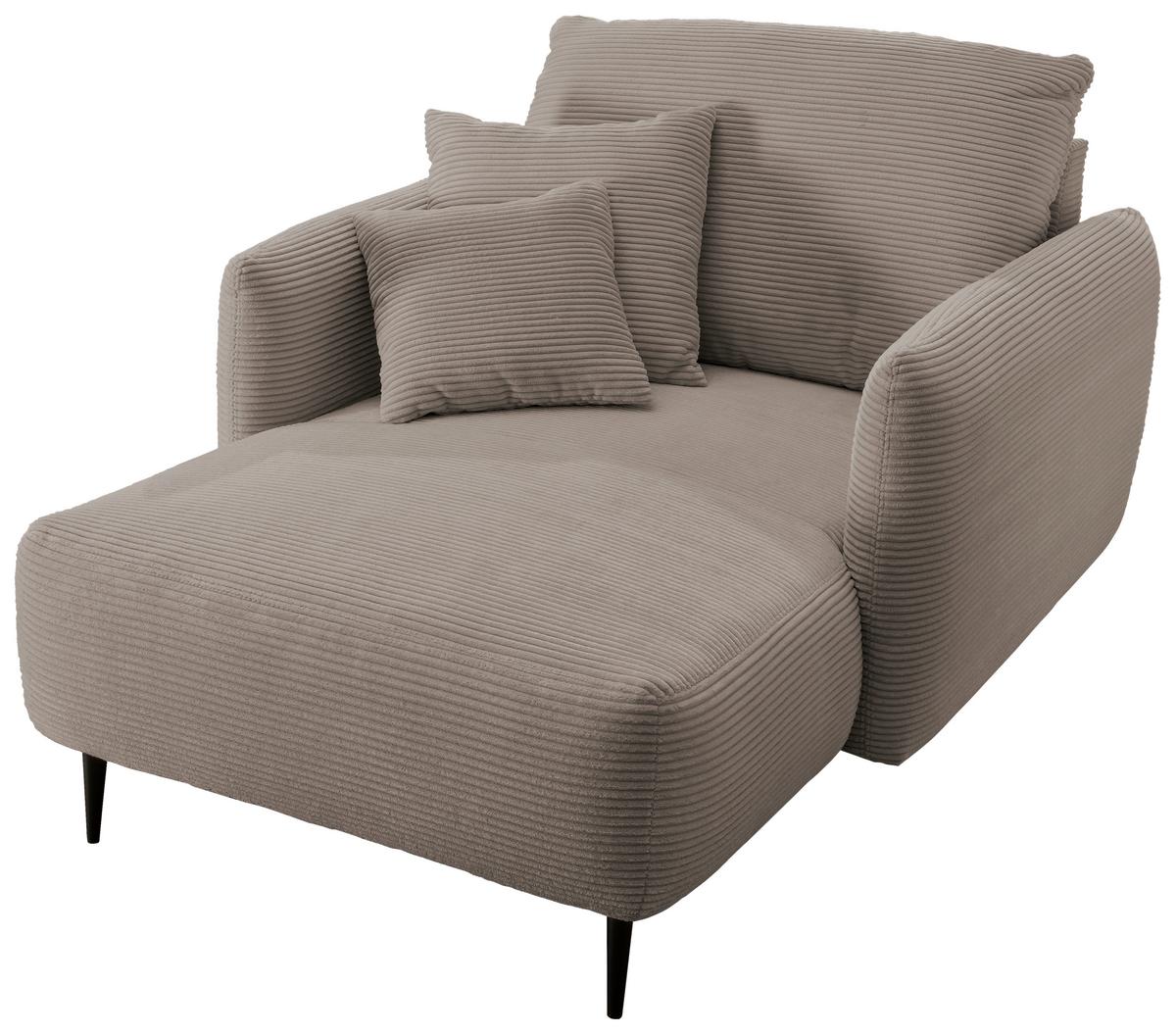 XXL-Sessel Vanilla, Graubraun B: 112 cm - Graubraun/Schwarz, Design, Textil (112/95/158cm) - Livetastic