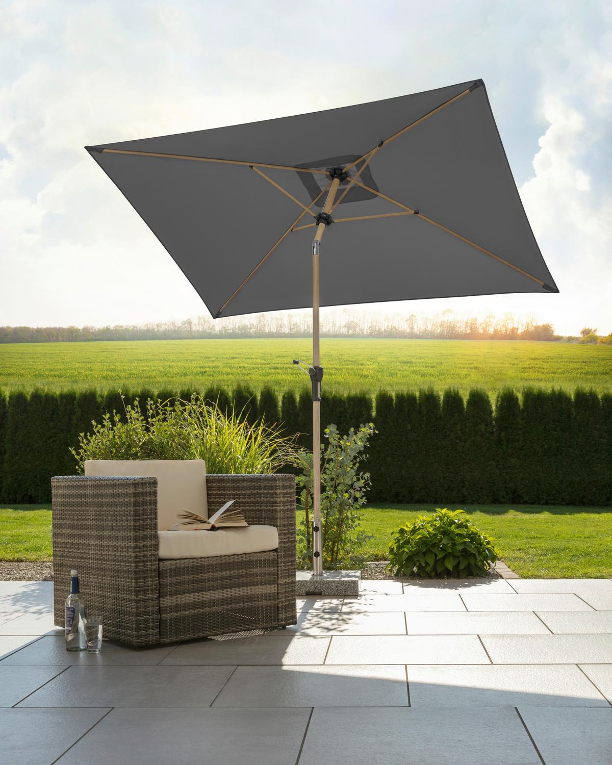 Sonnenschirm Cordoba BxHxT: 150x231x230 cm Anthrazit - Eichefarben/Anthrazit, Basics, Textil/Metall (150/231/230cm) - Schneider