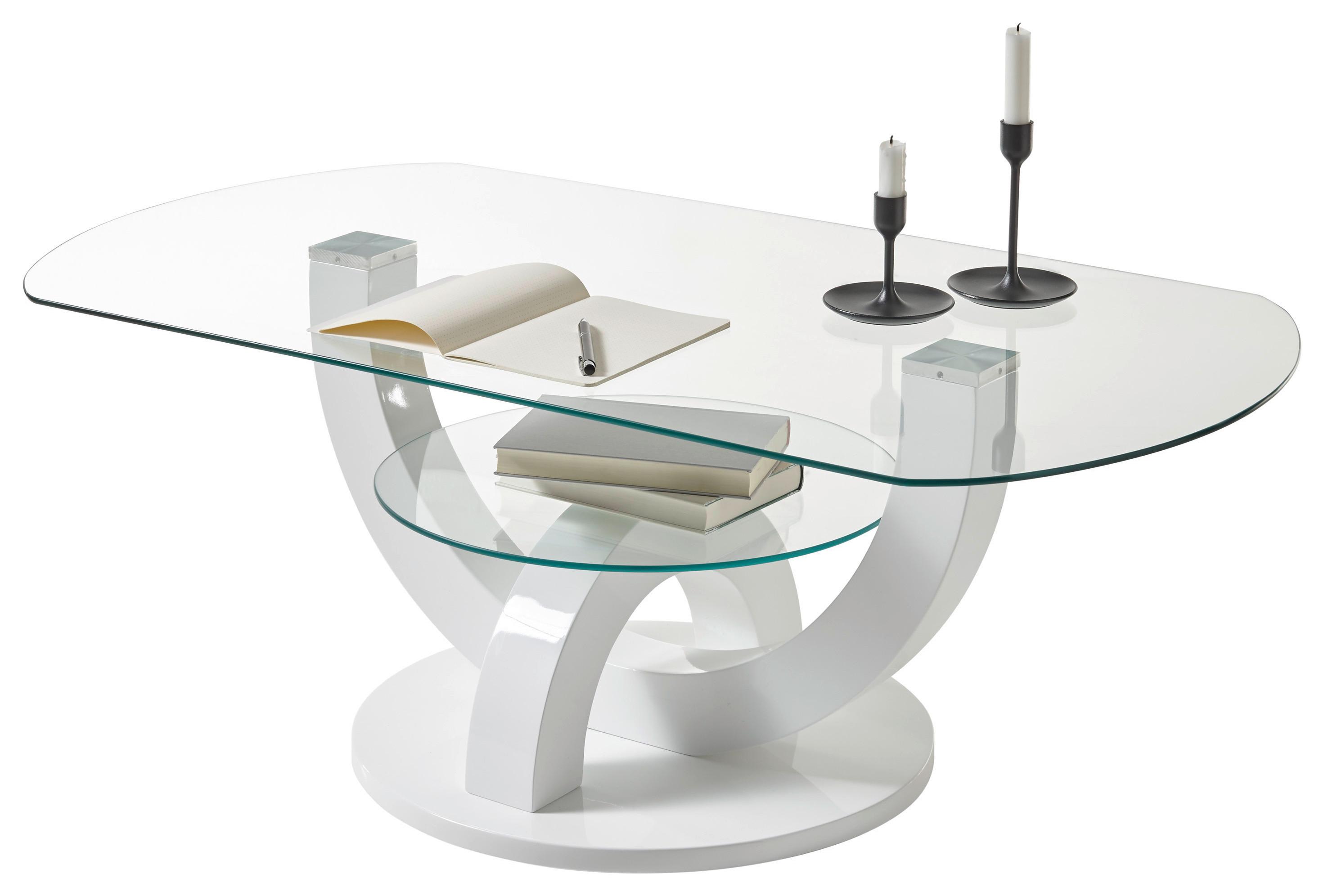 COUCHTISCH Boston Weiß L: 110cm - Weiß, Design, Glas/Holzwerkstoff (110/60/40cm) - Livetastic