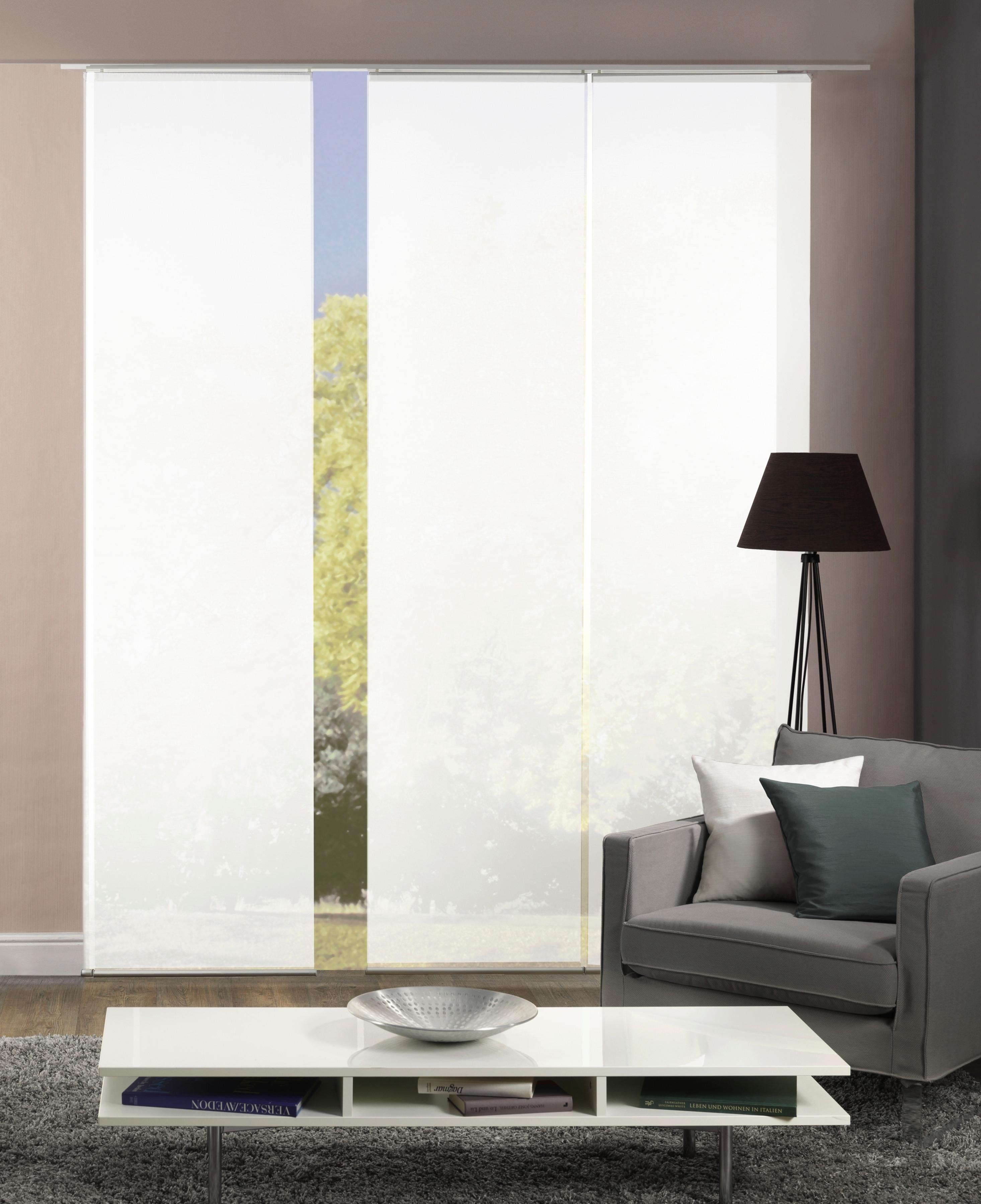 Flächenvorhang 3-tlg. Rom B: 60 Cm, Blau/weiß - Weiß, MODERN, Textil (60/245cm)