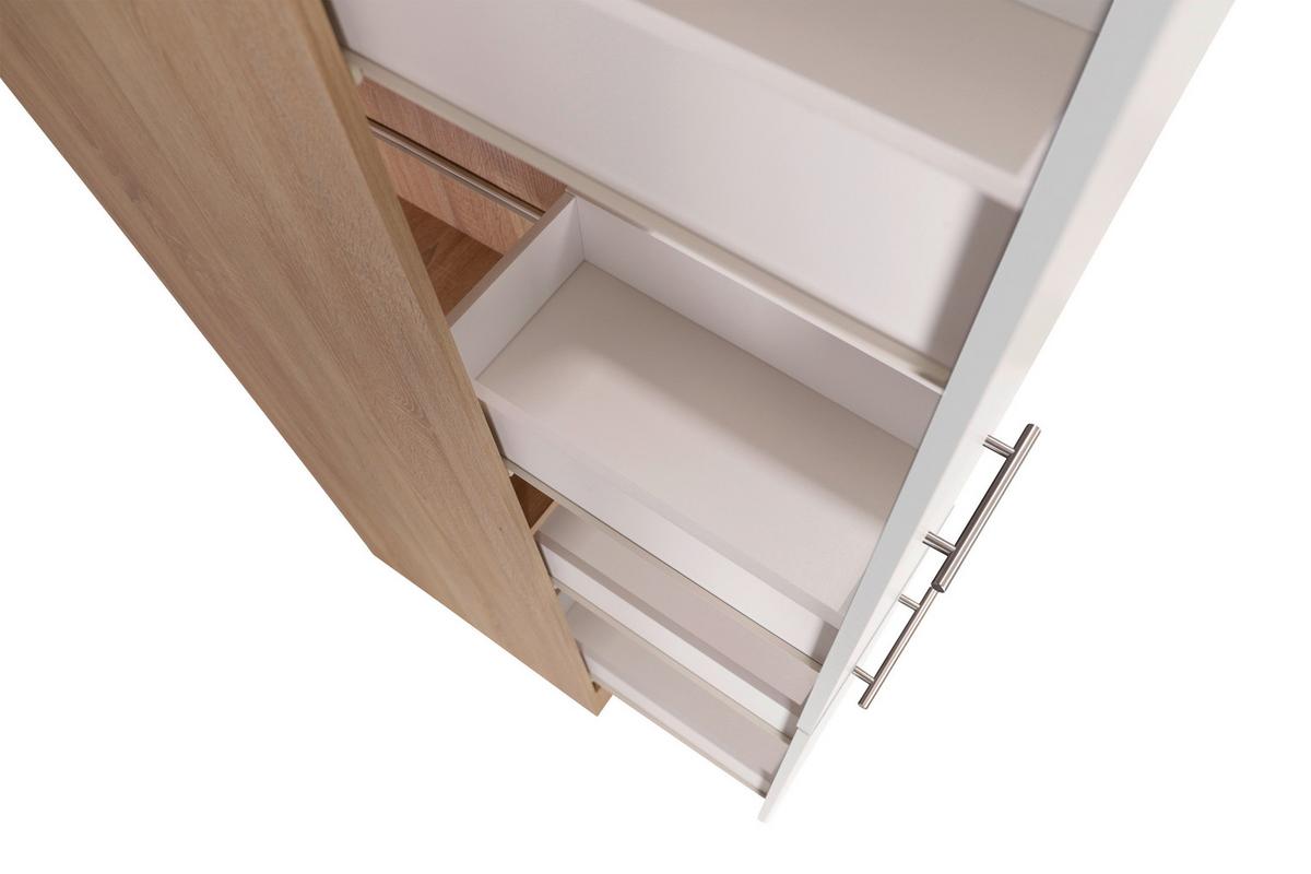 Apothekerschrank Merle Weiß, Eiche Dekor B:30cm - Eichefarben/Weiß, Basics, Holzwerkstoff (30/200/60cm) - Respekta