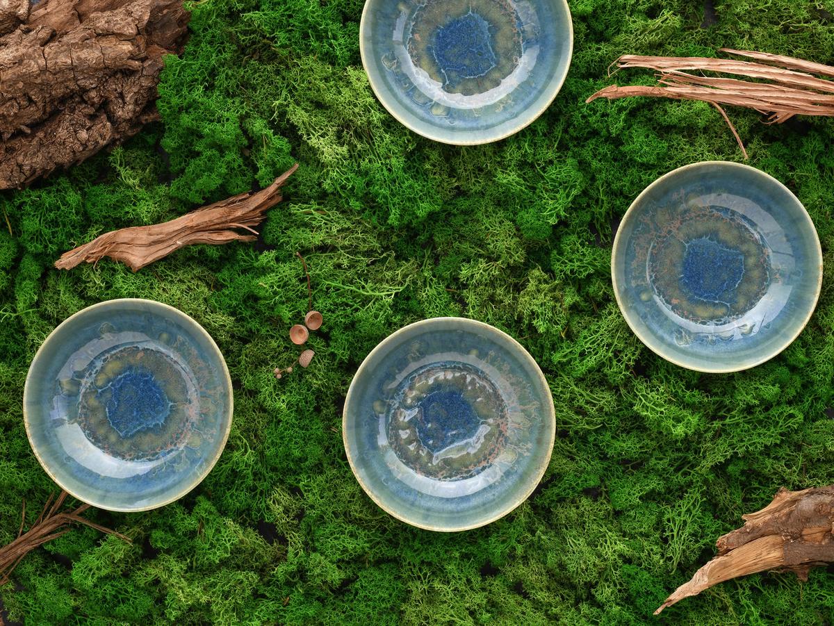YUKi Servierschalenst Blau/Grün 4-teilig - Blau/Grün, Basics, Keramik (17cm) - Creatable
