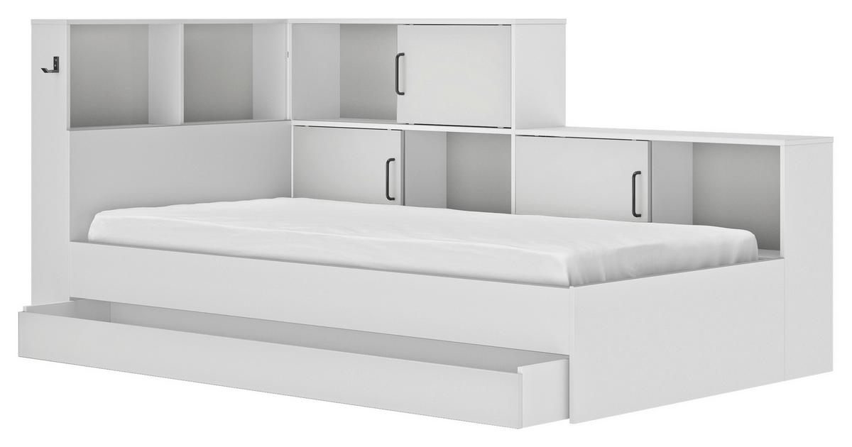 Stauraumbett Erwan - Weiß, MODERN, Holzwerkstoff (90/200cm) - MID.YOU