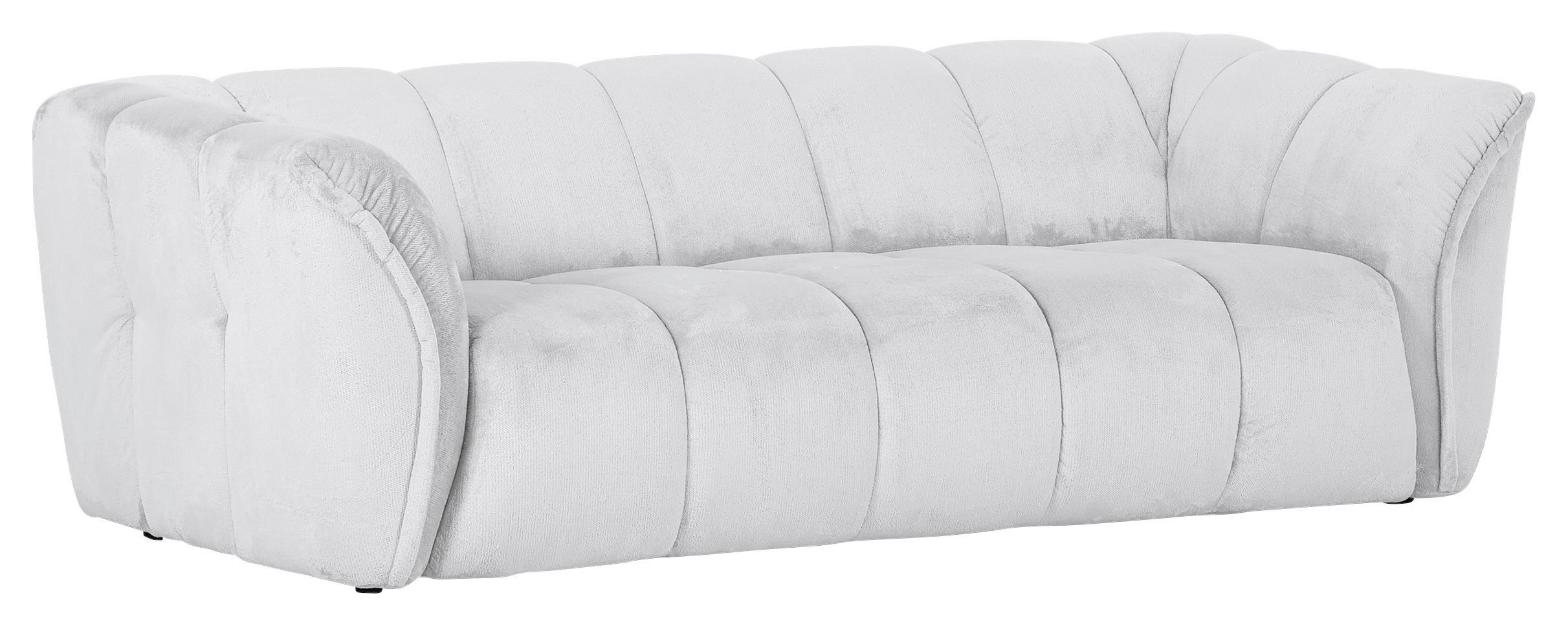 Bigsofa Sabea B: 220 cm Weiß Plüsch - Schwarz/Weiß, KONVENTIONELL, Textil (220/67/106cm) - MID.YOU