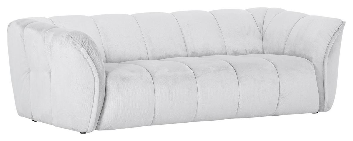 Bigsofa Sabea B: 220 cm Weiß Plüsch - Schwarz/Weiß, KONVENTIONELL, Textil (220/67/106cm) - MID.YOU