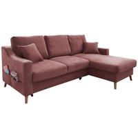 Ecksofa Mit Schlaffunktion Valentina Mit Kissen Rosa - Rosa/Naturfarben, KONVENTIONELL, Textil (228/150cm) - P & B