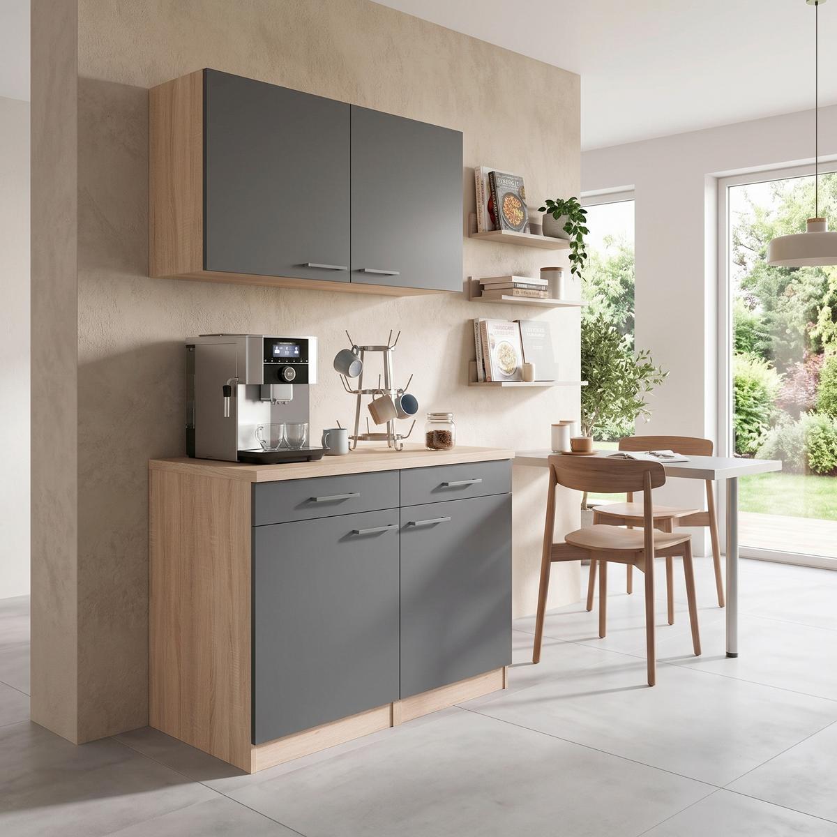 BUFFET Merle Grau/Eiche Dekor B:100cm - Eichefarben/Grau, Basics, Holzwerkstoff (100/200/60cm) - Respekta