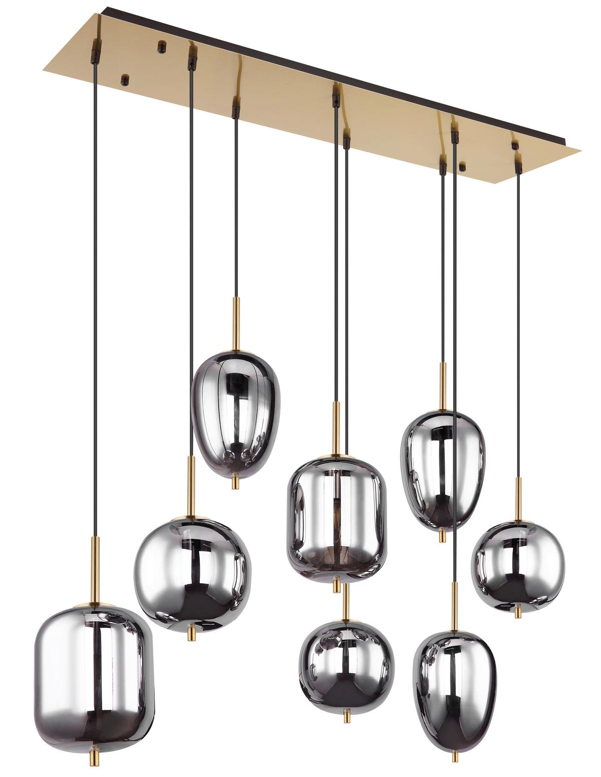 Függőlámpa 15345-8mm - sárgaréz/szürke, Design, Üveg/fém (102,5/34/120cm) - Globo