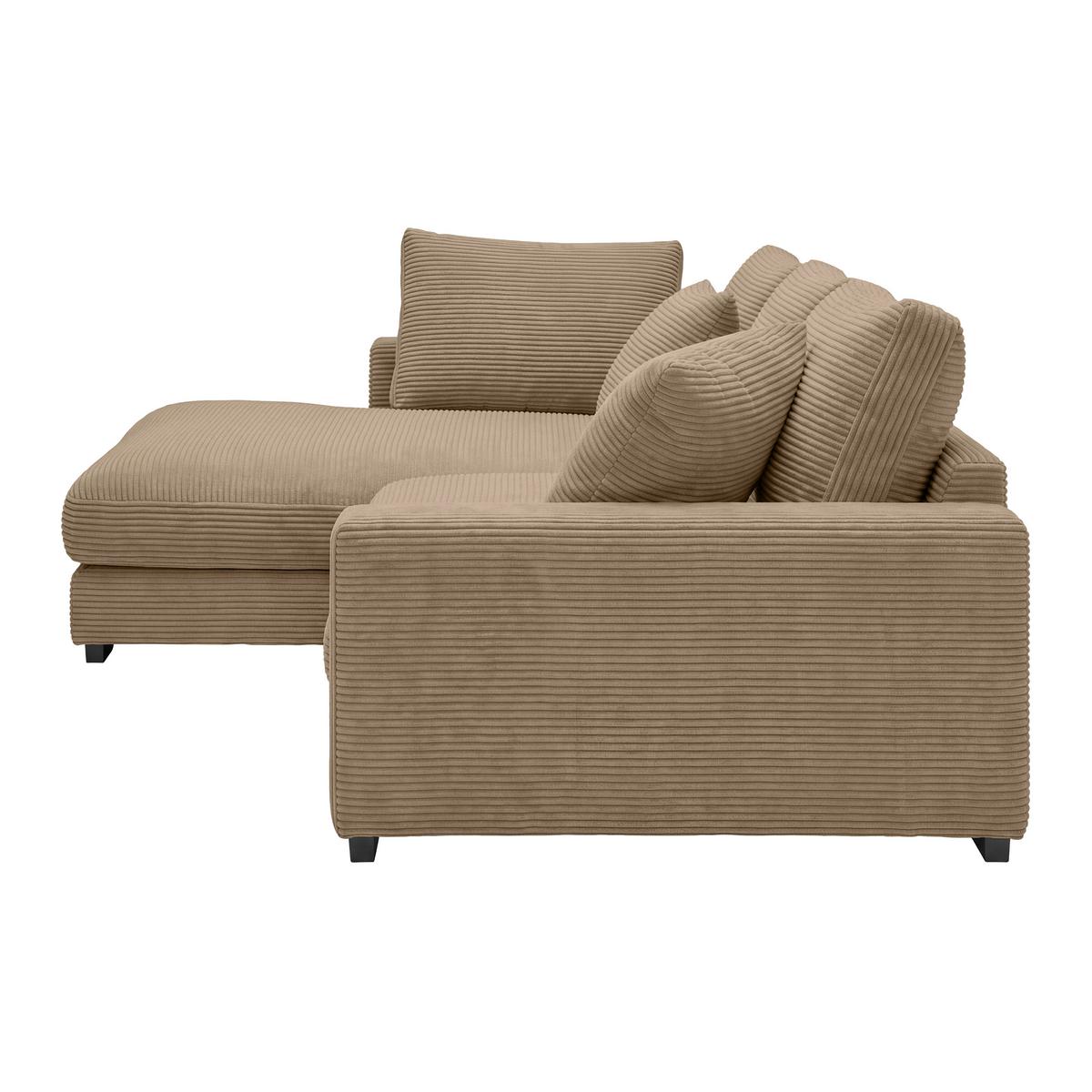 Rohová sedačka PEDRO, levá, karamelový manšestr - černá/karamel, Moderní, textil/plast (190/300cm) - Mömax
