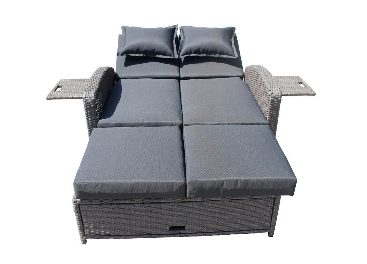 Loungesofa Nizza - Schwarz, Basics, Kunststoff/Textil - Gardenson