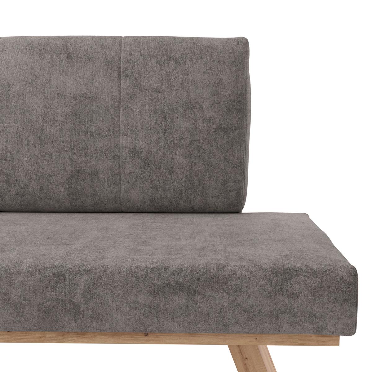 Eckbank Emma Ii Webstoff Weiß, B: 140 Cm - Eichefarben/Grau, KONVENTIONELL, Holzwerkstoff/Textil (140/160cm)