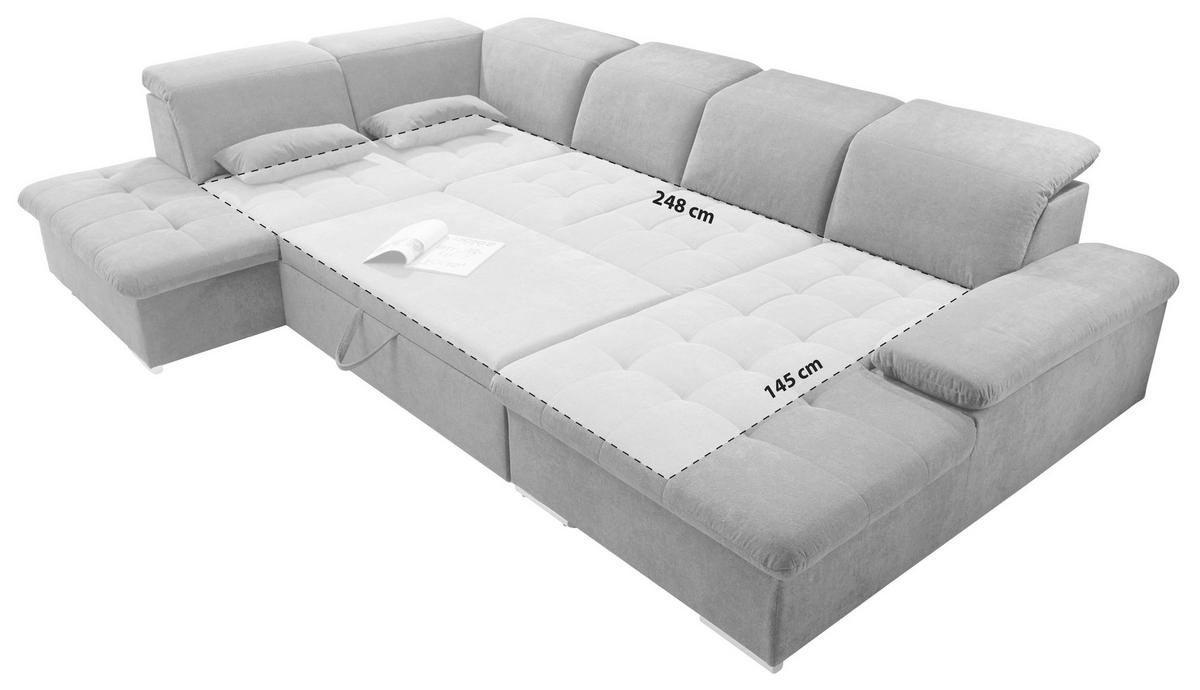 Rozkladacia sedacia súprava Wayne U, tmavosivá - strieborná/tmavosivá, Konventionell, textil/plast (240/340/188cm) - MID.YOU