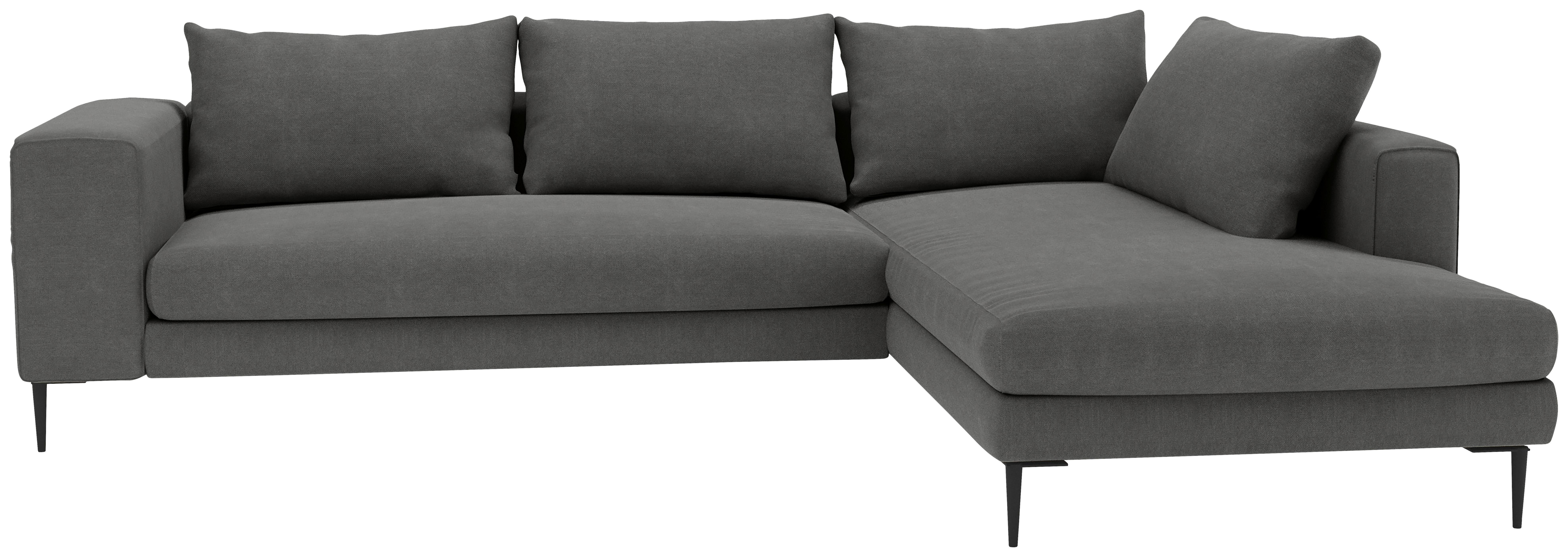 Ecksofa Aurora II - Dunkelgrau/Schwarz, MODERN, Textil (295/210cm) - Trendmanufaktur