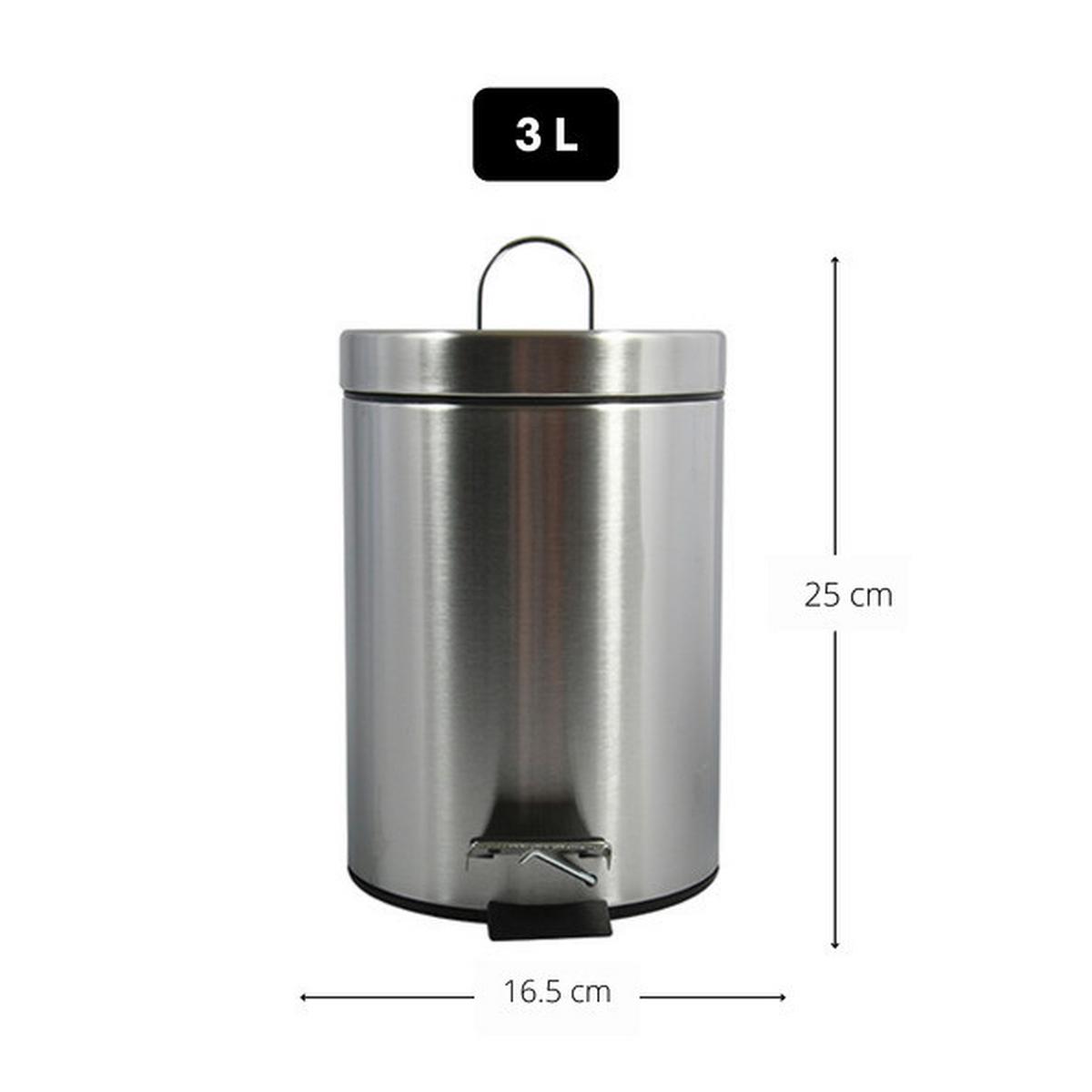 Treteimer Unis 3l Silberfarben Metall DxH: 17x25 cm - Silberfarben/Schwarz, Basics, Kunststoff/Metall (17/25cm)