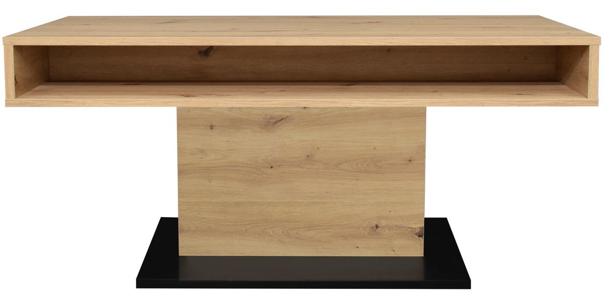 Couchtisch Lift Eiche Wotan/Schwarz B: 110 cm - Schwarz/Eiche Artisan, Design, Holzwerkstoff/Metall (110/58-77/60cm) - MID.YOU