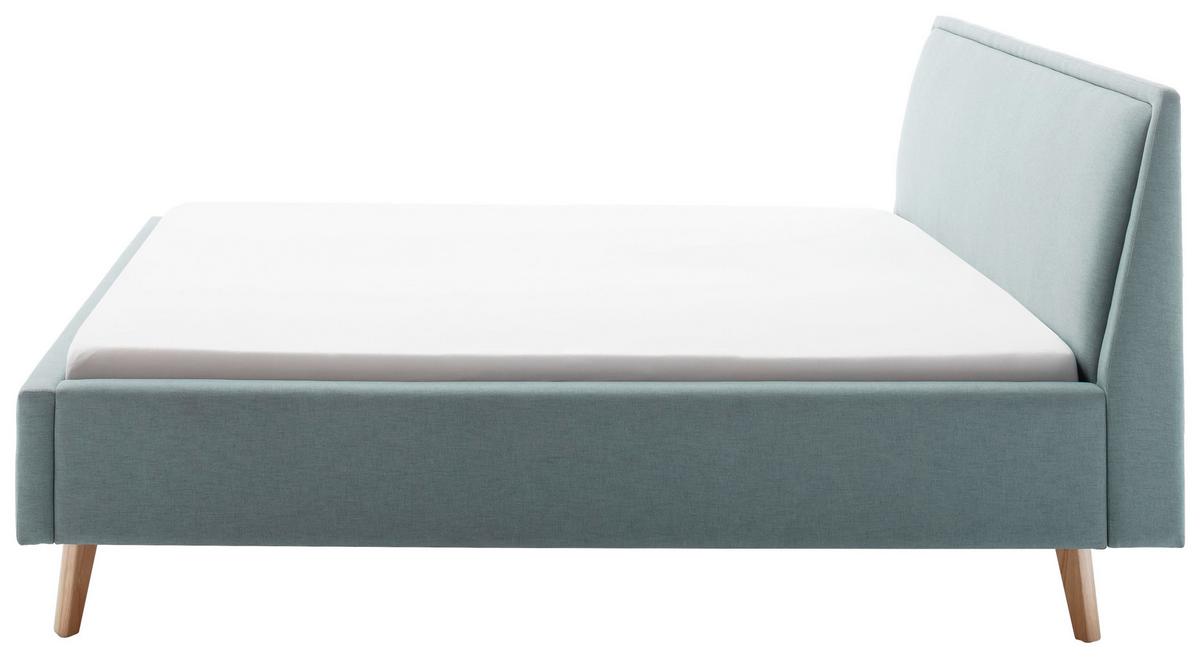 Polsterbett Frieda 180x200cm Hellblau, inkl. Bettkasten - Eichefarben/Hellblau, KONVENTIONELL, Holz/Textil (180/200cm) - Livetastic
