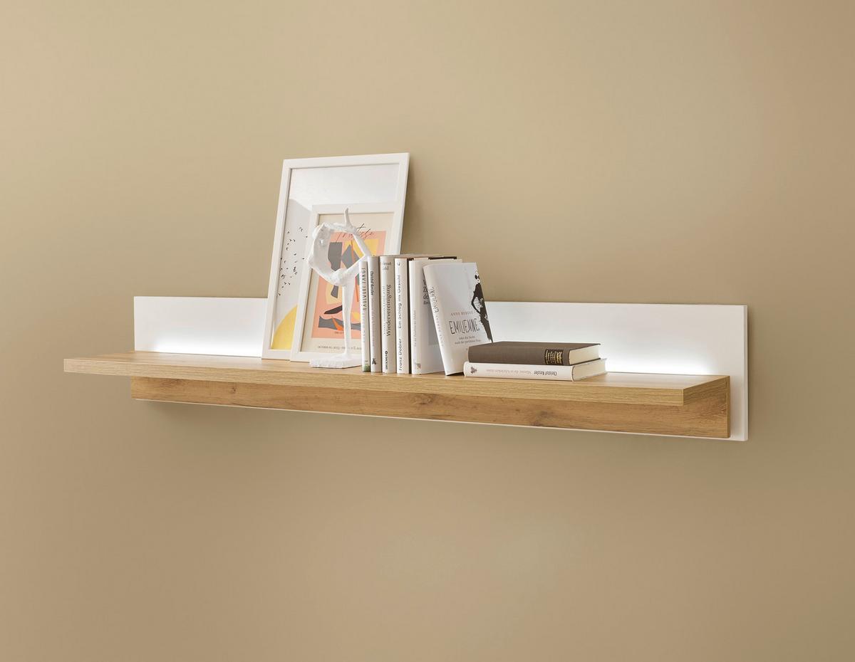 Wandboatf Long Island Weiß/Eiche Dekor B: 150cm - Eiche Wotan/Weiß, Design, Holzwerkstoff (150/20/18cm) - MID.YOU