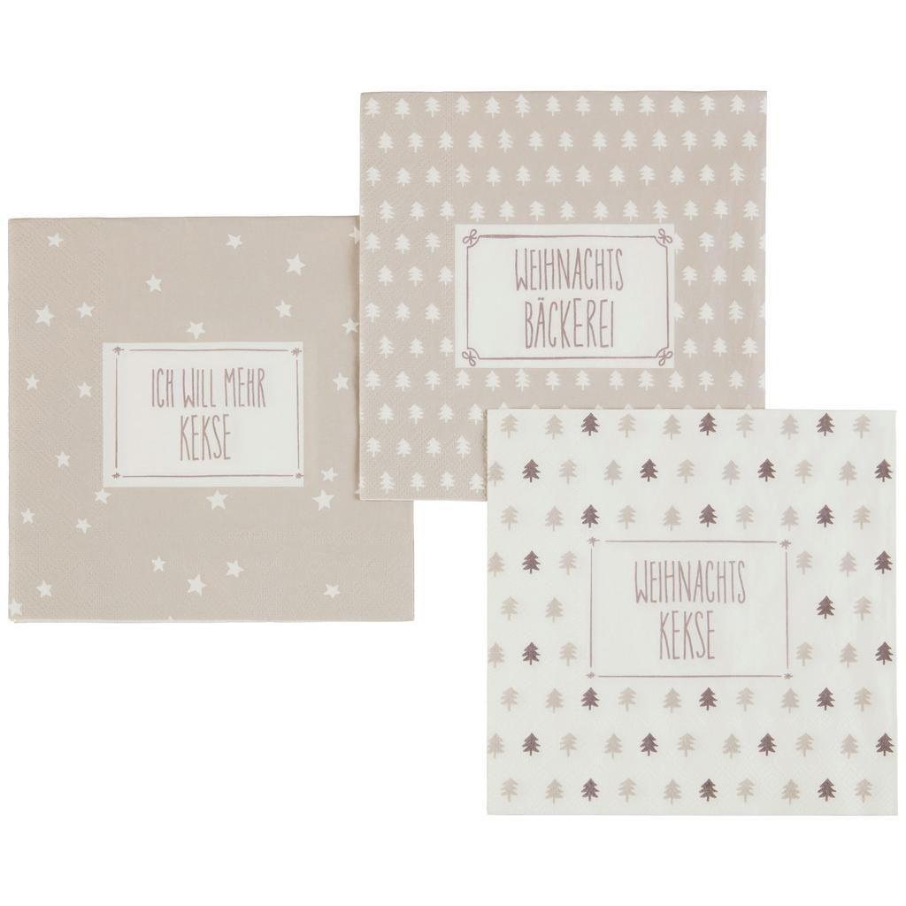 Serviette Risor Weihnachten Grau/weiß 20 Stk., 17x17 Cm