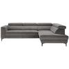 Rohová sedačka EMMA, pravá, šedá,nast.op.hl.,USB,el. výsuv - šedá/černá, Moderní, textil (301/47/210cm) - Premium Living