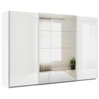 Schwebetürenschrank B: 315cm Feldkirch Weiß - Weiß Hochglanz/Silberfarben, MODERN, Glas/Holzwerkstoff (315/210/62cm)