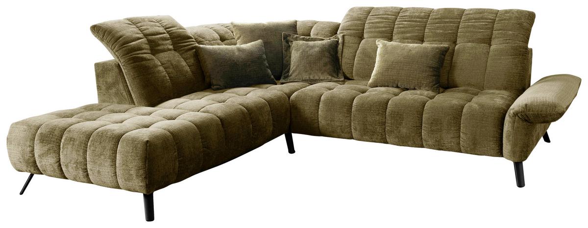 Rohová sedačka NEW YORK, levá, olivově zelený velur - černá/olivově zelená, Moderní, kov/kompozitní dřevo (261/87-104/288cm) - Premium Living