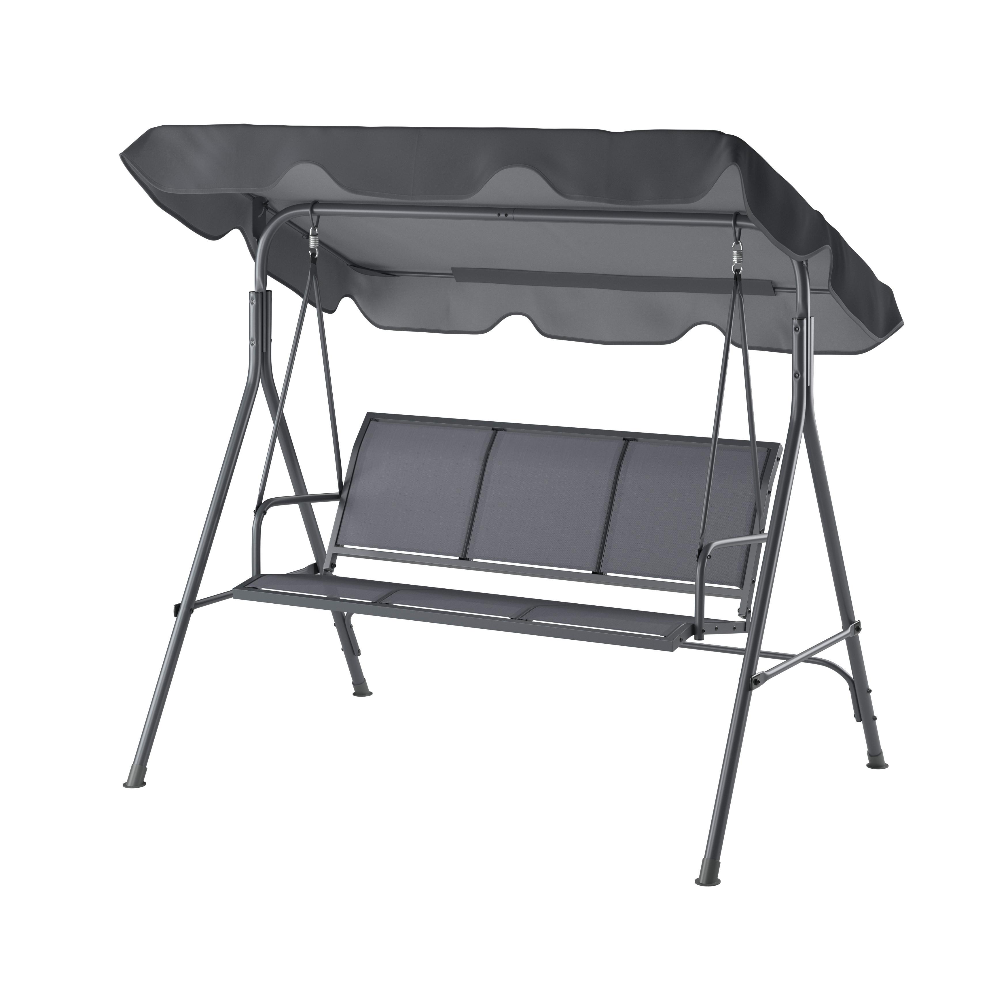 Hollywoodschaukel Kerstin - Dunkelgrau, MODERN, Textil/Metall (118/170/153cm) - Beldano