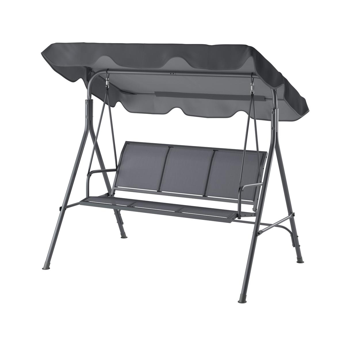 Hollywoodschaukel Kerstin - Dunkelgrau, MODERN, Textil/Metall (118/170/153cm) - Beldano