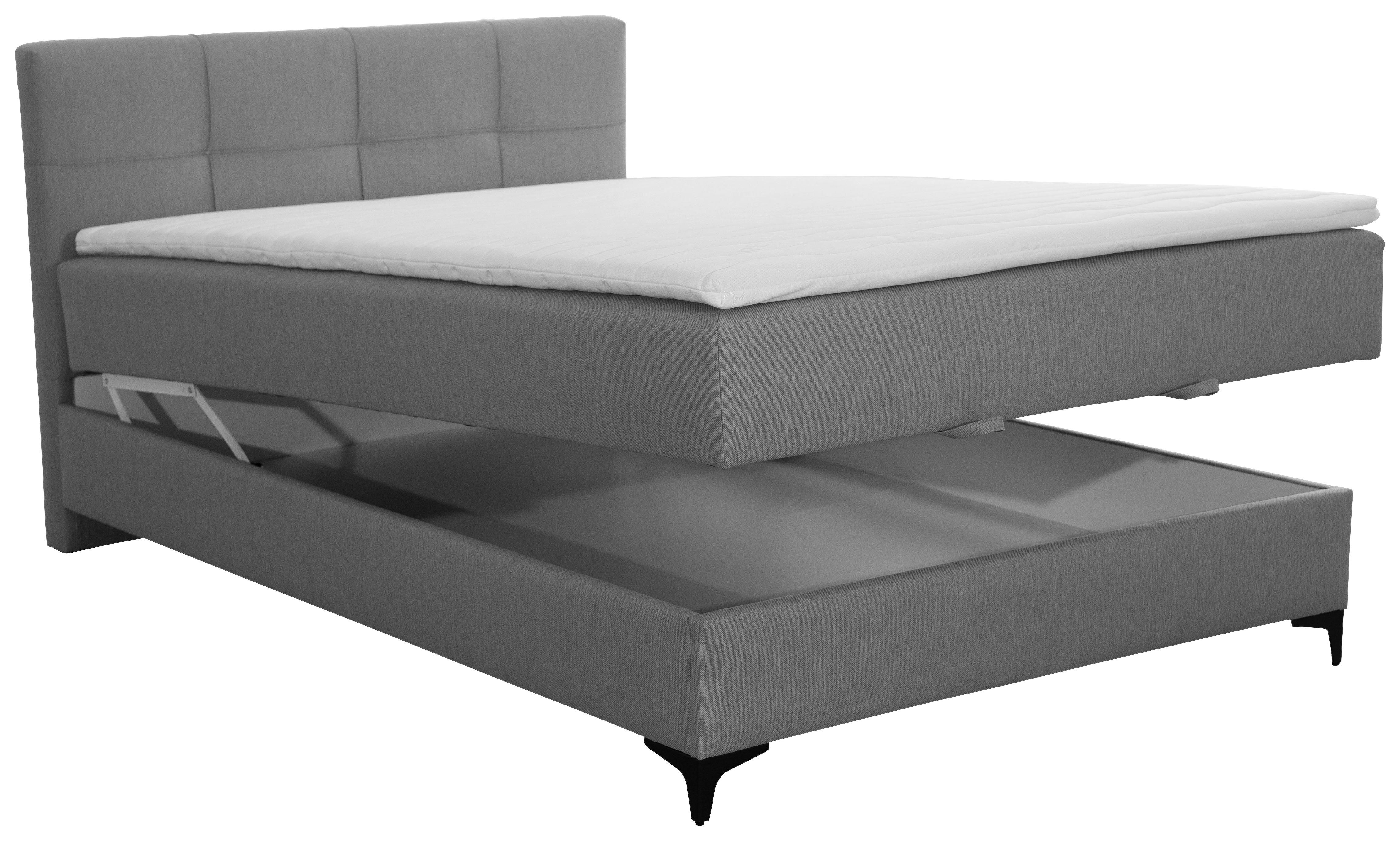Polsterbett mit Matratze 140x200 Freddie Grau - Schwarz/Grau, KONVENTIONELL, Textil (140/200cm)