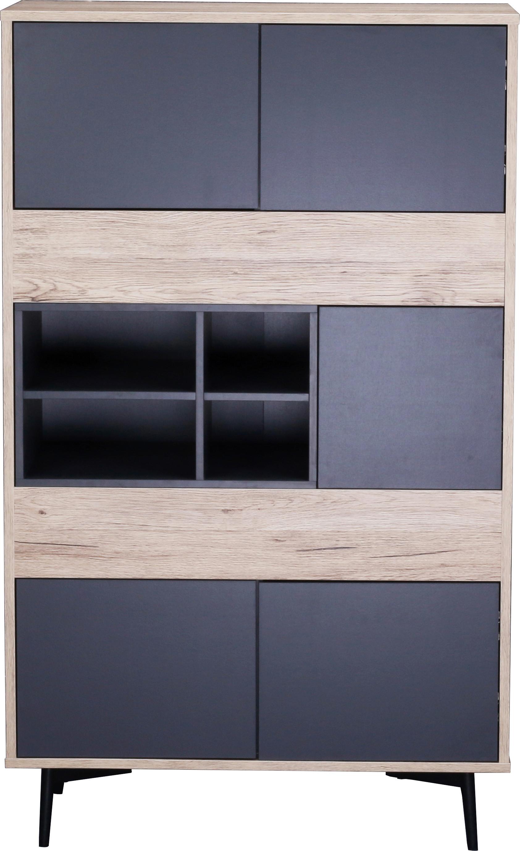 Highboard Anthrazit, Naturfarben B: 78cm - Anthrazit/Schwarz, Design, Holzwerkstoff (78/130/39cm) - Livetastic