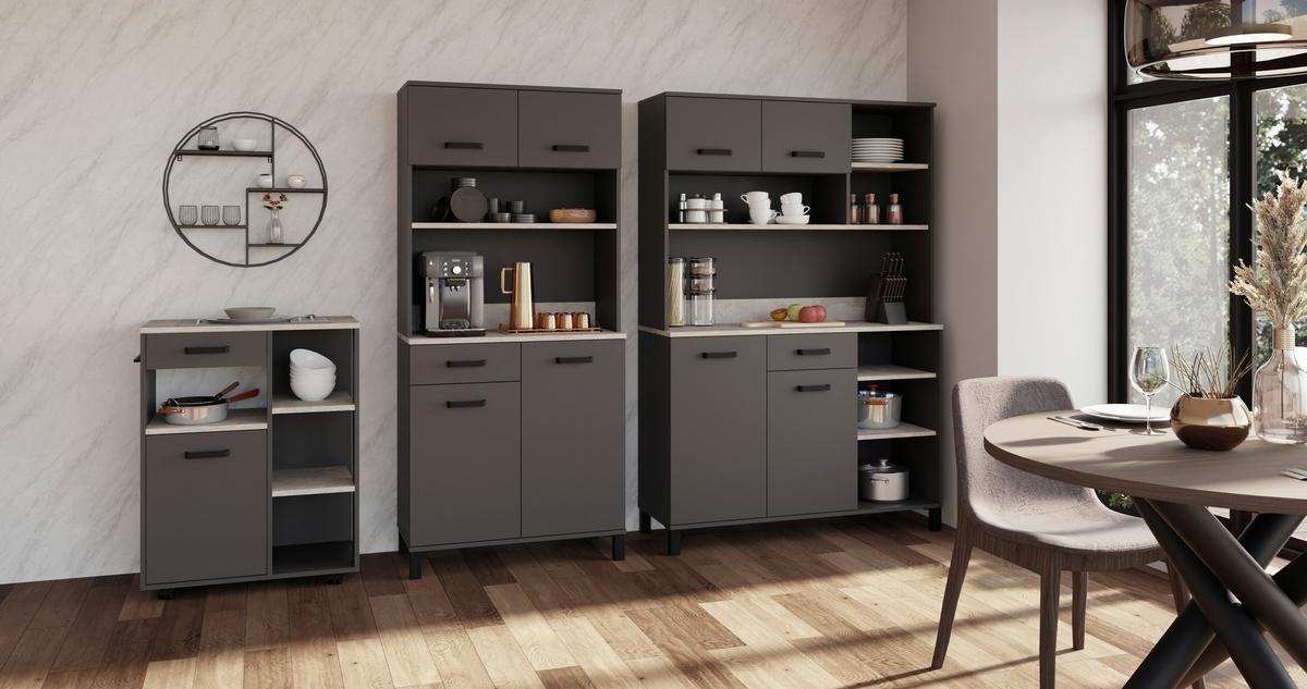 Buffet Linda Buffet 80 cm - Anthrazit/Hellgrau, KONVENTIONELL, Holzwerkstoff (80/177/40cm) - P & B