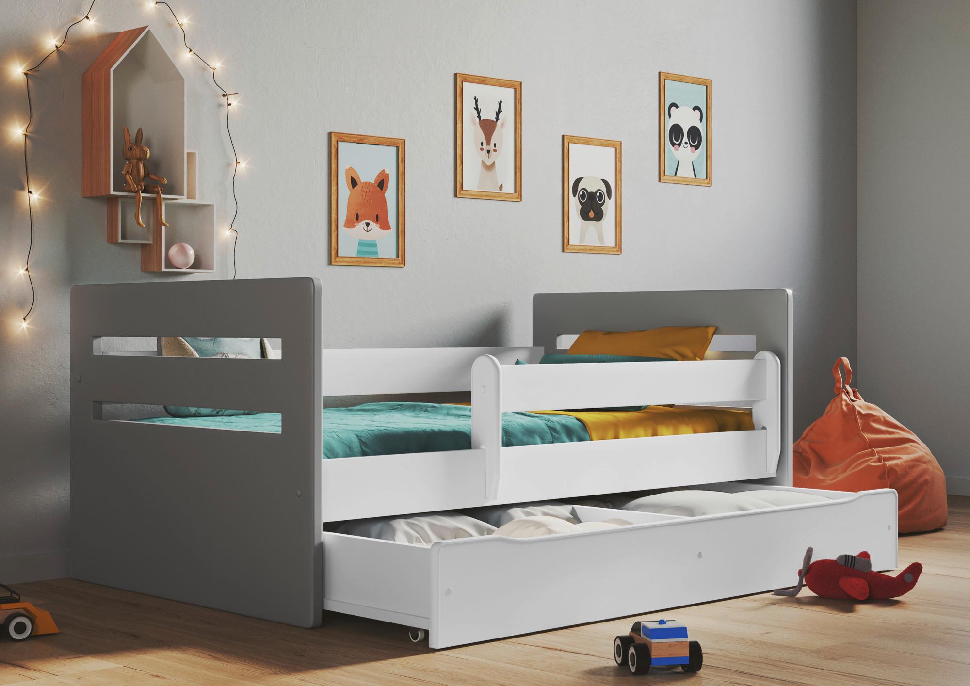 Kinder-/Juniorbett Tomi Grau/Weiß B: 80cm - Birkefarben/Weiß, MODERN, Holz/Holzwerkstoff (80/140cm) - MID.YOU