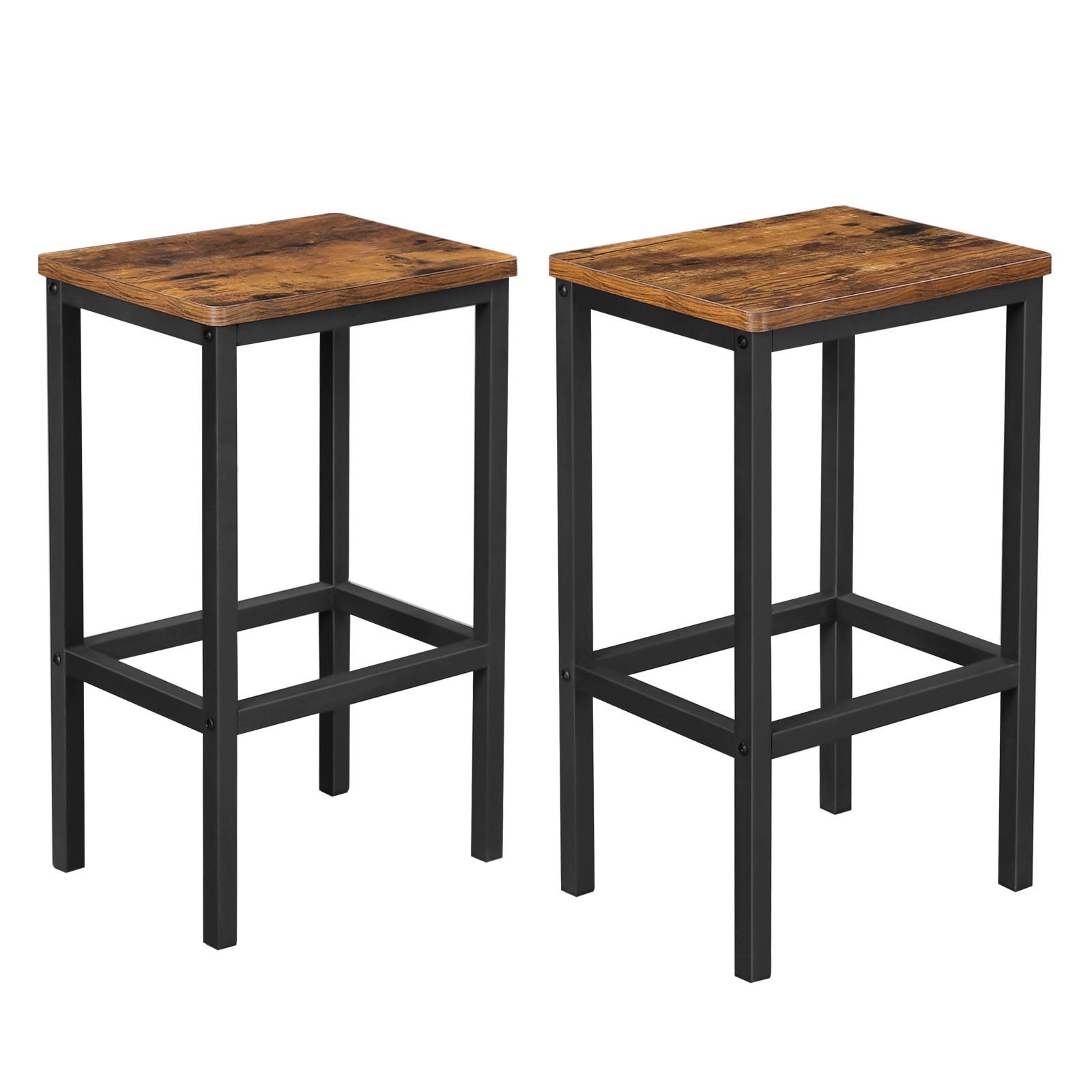 Barhocker-Set Vasagle 2-Tlg. Braun, Schwarz - Schwarz/Braun, Basics, Holzwerkstoff/Metall (40/65/30cm) - Boxxx