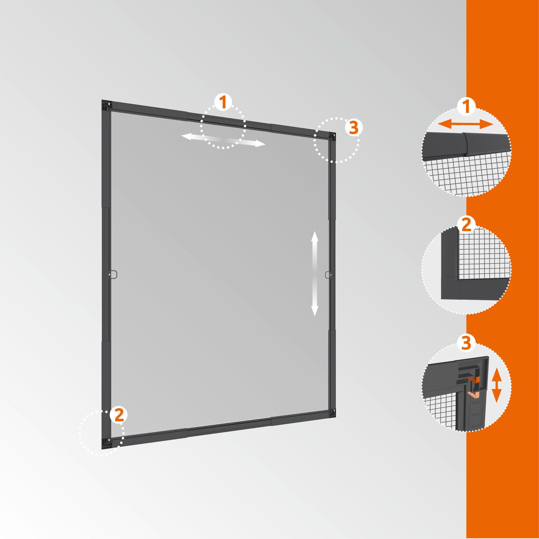 Fliegengitter Fenster 130x150 cm Anthrazit, Wetterfest - Anthrazit, Basics, Metall (130/150cm)